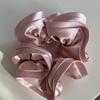 Elástico de cabelo de cetim perolado para intestino grosso feminino, cabeça de bola de alta qualidade, rabo de cavalo alto, faixa de cabelo com elástico alto em formato de flor