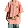 Camiseta de manga corta para hombre, verano 2023, estilo retro americano, holgada, de talla grande, informal, de media manga para estudiantes