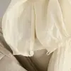 Camisa Leve e Respirável para Mulheres - Estilo Outono 2026 - Design Solto com Manga Lanterna e Pregas - Top Casual