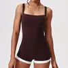 Mono transfronterizo con bloques de color y tacto de nube para mujer, con espalda hueca y tirantes anchos, adecuado para yoga, deportes, correr y fitness