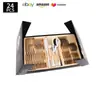 Cubiertos de Acero Inoxidable Transfronterizo de Amazon Cuchillo y Tenedor 1010 Cuchillo, Tenedor y Cuchara de Estilo Occidental Juego de 24 Piezas Cuchillo y Tenedor para Carne Caja de Regalo
