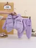 Conjunto de Chaleco con Capucha Espeso Nuevo 2026 para Niños, Conjunto de Tres Piezas Estilo Coreano Otoño-Invierno para Niñas, Moderno y a la Moda