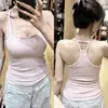 Top de tirantes casual de verano, simple, deportivo, ajustado, con cuello halter, almohadillas en el pecho y diseño sin espalda, top único