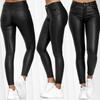 Pantalones casuales de cuero de color liso para mujer, leggings, para comercio exterior, primavera 2023, Amazon Wish, E9J361