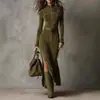 2025 En Stock Alta Calidad Doble Cara Cachemir Nuevo Otoño Moda Europea y Americana Elegante Temperamento Cremallera Cuello Alto Vestido
