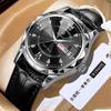 Correa calendario doble diamante calendario doble simple luminoso impermeable moda negocio reloj para hombre delgado comercio exterior transmisión en vivo