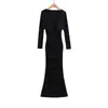 Vestido bodycon ajustado con pliegues retorcidos estilo francés para Otoño e Invierno, Top cárdigan de manga larga para mujer