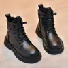 Dr. para Niñas. Botines Cortos Martens 2026 Nuevo Otoño/Invierno para Niños Estilo Británico Botines Individuales para Niños Botas de Cuero Cálidas con Felpa para Niñas