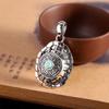 Colgante de Concha de Tortuga Giratorio con Mantra de Seis Sílabas Grabado en Plata S925 Símbolo de Riqueza Vintage Transfronterizo