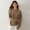 Otoño 2026 Nuevo Suéter de Punto para Mujer de Siete Puntos, Cuello Redondo, Manga Larga, Holgado, Casual, Estilo Versátil, Capa Base de Punto