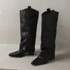 2026 Botas longas de salto alto, botas de cano longo femininas, botas de cano único para outono/inverno, botas western de salto grosso com bico fino, botas de montaria