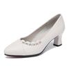 Zapatos de tacón alto para mujer, primavera 2021, de piel suave y poco profunda, para mujer de mediana edad, de trabajo y para mamá.
