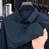 Camisa polo sin costuras de manga larga transfronteriza nueva, colección otoño 2026, camiseta de manga larga casual de negocios para hombre con cuello camisero