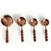 Juego de 8 Piezas de Cucharas y Tazas Medidoras de Acero Inoxidable Chapado en Oro con Escala Mango de Madera de Acacia Juego de Cucharas Medidoras Herramientas de Medición para Hornear
