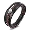 Pulseira de Couro com Caveira Europeia e Americana Transfronteiriça Amazon Trançada de Couro Masculina Camada Múltipla Fivela Magnética Pulseira Magnética Simples