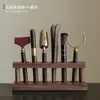 Juego de Ceremonia de Té de Nogal con Seis Caballeros Accesorios, Mesa de Té, Cuchillo de Té, Pinzas de Té, Cepillo de Té, Herramientas para Preparar Té, Juego de Té