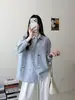 Moda Outono 2026: Cardigan Listrado Xadrez de Gato Bordado Cartoon Artístico Manga Longa Solto Feminino Venda por Atacado