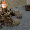 Botines de estilo étnico con flecos para mujer, nueva colección primavera/otoño 2026, botas vaqueras versátiles de tacón medio, diseño calado, suela plana y característica interna para aumentar la altura