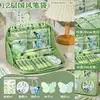 Set de Papelería Estilo Chino, Estuche para Lápices, Paquete de Regalo para Estudiantes, Regalo de Cumpleaños de Alto Valor Estilo Chino Antiguo, Caja de Papelería Verde