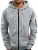 Suéter Hoodie Masculino Outono e Inverno Transfronteiriço com Zíper, Bolso na Manga, Cardigan, Jaqueta Casual Esportiva Masculina Plus Size
