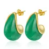 Brincos Coloridos em Forma de Gota da Moda Europeia e Americana Transfronteiriços Aço Inoxidável Cor Duradoura Brincos de Resina Versáteis Acessórios de Orelha para Primavera e Verão