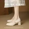 Sapatos Mary Jane confortáveis de estilo luxo leve para noite para mulheres, design gentil francês de bico redondo, novo modelo de primavera e outono, adequados para combinar com cheongsams e saias, sapatos de salto alto