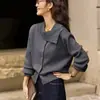 Design retrô transfronteiriço estilo francês, suéter assimétrico de tricô com gola, casaco suéter feminino outono/inverno, perfeito para looks de outono e inverno