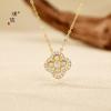 Joyería de oro con diamantes incrustados de oro arena, collar de la suerte para mujer, temperamento, cadena para clavícula, diseño nicho de lujo ligero, sentimiento para enviar a la novia