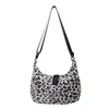 Bolsa Tote de Lona Estampa de Leopardo para Comércio Exterior Grande Capacidade Bolsa Transversal Bolsa de Mão Versátil de Nicho Bolsa de Ombro Bolsa Feminina