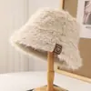 Chapéu de Balde Feminino Novo Outono e Inverno, Chapéu de Pescador Macio de Lã de Cordeiro, Patch de Pelúcia Quente, Chapéu Fofo Quente Estilo Japonês