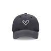 Gorra de Béisbol con Forma de Corazón para Pareja, Gorra de Mezclilla Lavada, Estilo Retro Dulce y Fresco, Gorra Gris, Gorra de Béisbol de Ala Ancha Estilo Americano