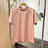 Camiseta T-shirt [secagem rápida de seis fios e quatro agulhas] gola redonda elástica masculina e feminina manga curta raglan para casais ao ar livre 7592
