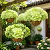Ramo de Hortensias Verdes Artificiales, Flor de Hortensia Grande Artificial, Adecuado para Decoración de Fiestas en el Jardín, Accesorios de Fotografía y Artículos Decorativos