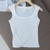 [Sem almofada no peito] Colete Feminino Verão Outer Wear Sling com Preto e Branco Belo Colete Traseiro Sutiã Base Sem Mangas Top