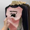 De Rong Infantil Menina Crianças Médias e Grandes Camada Interna Patchwork Manga Longa Top Escovado Quente Estiloso Camada Base Outono Inverno Novidades
