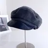 Chapéu Octogonal Moda Retrô Patchwork Feminino Outono Elegante Versátil Boné Newsboy Chapéu Viseira para Viagem de Férias Tendência