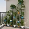 Soporte para Flores de Múltiples Niveles, Adecuado para Uso en Interiores y Exteriores, Soporte de Hierro para Plantas de Piso Móvil con Ruedas, Soporte para Flores de Balcón Personalizable