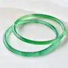 Brazalete delgado redondo de ágata blanco hielo natural, brazalete Dingdang mitad montaña mitad agua, brazalete delgado de calcedonia, pulsera de mujer de 4MM