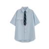 2023 Novo Estilo Japonês Retro Fino JK Gravata Camisa Masculina Verão Estilo Coreano Moda Solta Ins Casal All-Match