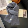 Bufanda Pequeña de Lana de Oveja Australiana 100% para Mujer Invierno Color Sólido Tejida Estilo Coreano Engrosada Cálida para Cuello Protección del Cuello