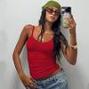Ropa de Mujer Transfronteriza Europea y Americana 2025 Verano Nueva Moda Cuello en V Básico Color Puro Slim Tirantes Chaleco Sin Espalda