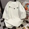 Camiseta de Algodão Puro com Design de Nicho, Pesada, Manga Curta, Feminina, Retro Americano, Verão 2024, Nova, Solta, Casual