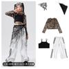 Traje de dança de jazz para meninas, moderno, moderno, moderno, dia de ano novo, roupas infantis, roupa da moda, estampa de leopardo, roupa para apresentação de dança infantil