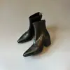 Botines Nuevos Estilo Retro Tacón Silencioso 6cm Mujer Punta Francesa Tacón Grueso Versátil Botas Adelgazantes Botas de Moda Elegantes