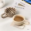 Tazas de Cerámica para Café Estilo Coreano Cuadriculadas al por Mayor, Tazas con Entrega en 48 Horas, Tazas Vintage en Stock, Directamente de la Fábrica Fuente