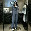 Conjunto Casual Deportivo para Mujer, Nuevo Estilo Otoño/Invierno, Moderno, Elegante, Top Cardigan Ceñido a la Cintura, Pantalones Anchos para Correr, Conjunto de Dos Piezas