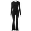 Amazon Europa y Estados Unidos comercio exterior transfronterizo AliExpress otoño e invierno nuevo color limpio manga larga moda pantalones traje de dos piezas