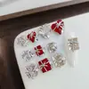 Caixa de Presente Liga de Zinco Strass Acessórios para Nail Art, Brilhante Luxo Leve Translúcido Branco Champagne Vermelho Coração Inclinado Decorações de Strass para Unhas