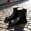 Botas de Tacón Grueso para Mujer 2025 Nuevo Otoño e Invierno Estilo Británico Súper Populares Chelsea Forradas de Polar Botines Cortos para Mujer Botas Ajustadas Botas de Algodón