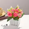 10 pequenos cercados de rosa bonsai flores artificiais criativas ornamentos de decoração para casa estúdio planta verde artificial planta em vaso de simulação